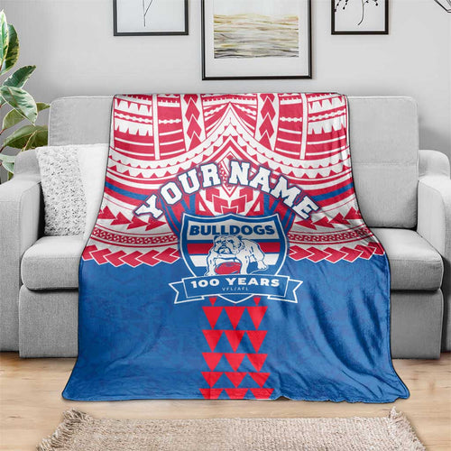 Personalized Western Bulldogs Blanket Polynesian Tribal Pattern Heritage Football