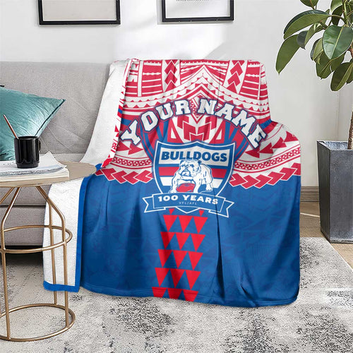 Personalized Western Bulldogs Blanket Polynesian Tribal Pattern Heritage Football