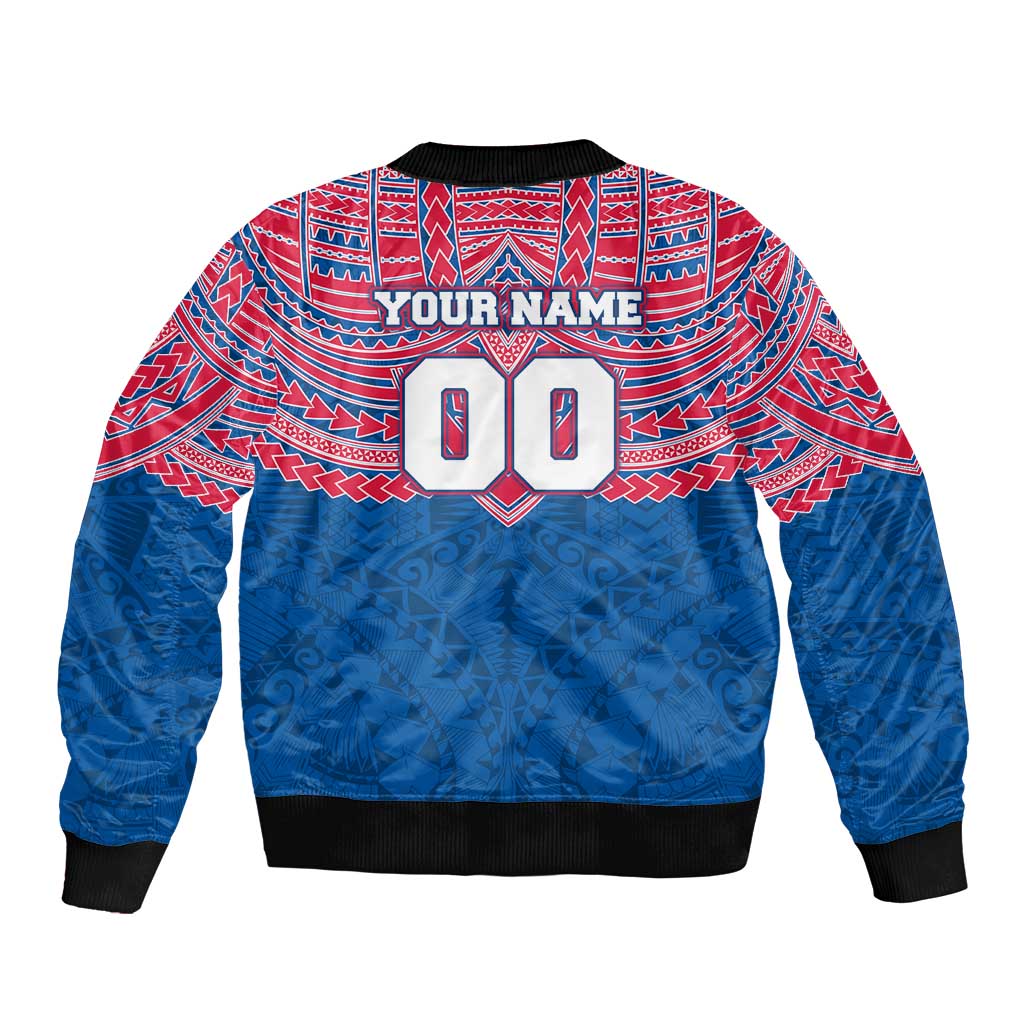 Personalized Western Bulldogs Bomber Jacket Polynesian Tribal Pattern Heritage Football