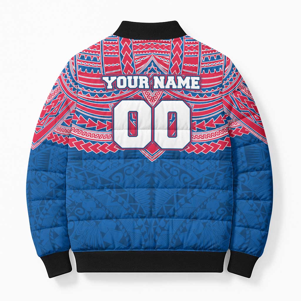 Personalized Western Bulldogs Bomber Puffer Jacket Polynesian Tribal Pattern Heritage Football