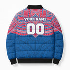 Personalized Western Bulldogs Bomber Puffer Jacket Polynesian Tribal Pattern Heritage Football