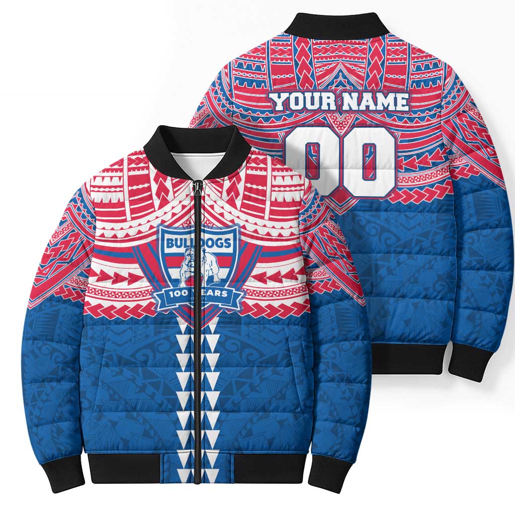 Personalized Western Bulldogs Bomber Puffer Jacket Polynesian Tribal Pattern Heritage Football