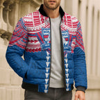Personalized Western Bulldogs Bomber Puffer Jacket Polynesian Tribal Pattern Heritage Football