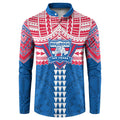 Personalized Western Bulldogs Button Sweatshirt Polynesian Tribal Pattern Heritage Football
