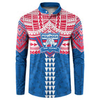 Personalized Western Bulldogs Button Sweatshirt Polynesian Tribal Pattern Heritage Football