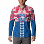 Personalized Western Bulldogs Button Sweatshirt Polynesian Tribal Pattern Heritage Football