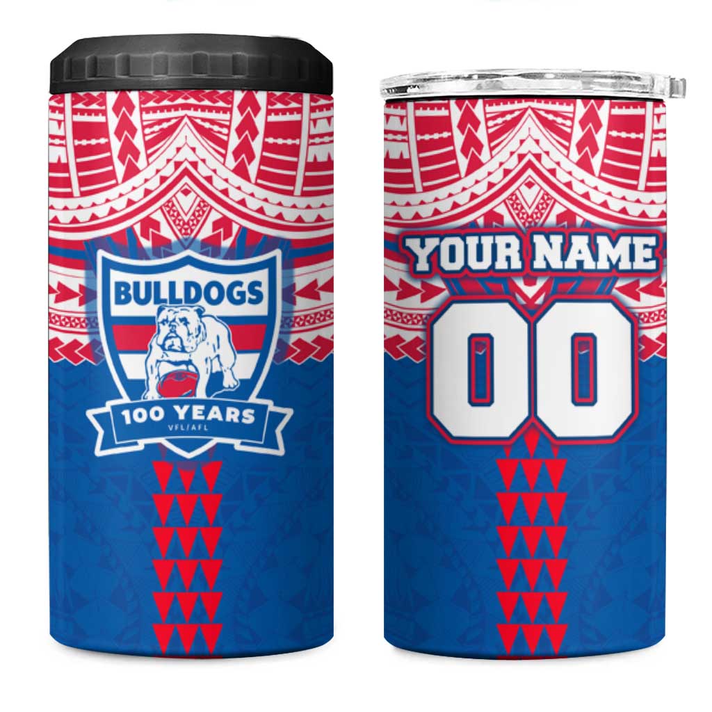 Personalized Western Bulldogs 4 in 1 Can Cooler Tumbler Polynesian Tribal Pattern Heritage Football