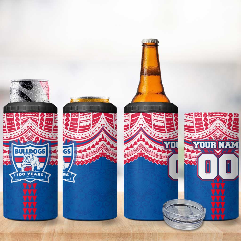 Personalized Western Bulldogs 4 in 1 Can Cooler Tumbler Polynesian Tribal Pattern Heritage Football