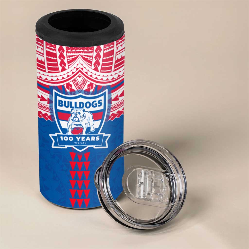 Personalized Western Bulldogs 4 in 1 Can Cooler Tumbler Polynesian Tribal Pattern Heritage Football