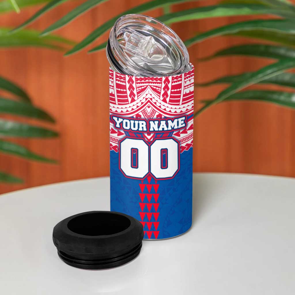 Personalized Western Bulldogs 4 in 1 Can Cooler Tumbler Polynesian Tribal Pattern Heritage Football