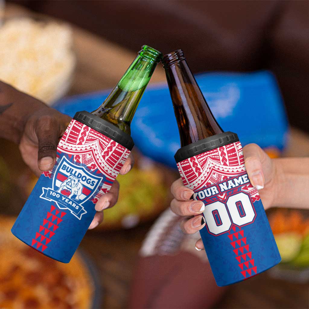 Personalized Western Bulldogs 4 in 1 Can Cooler Tumbler Polynesian Tribal Pattern Heritage Football