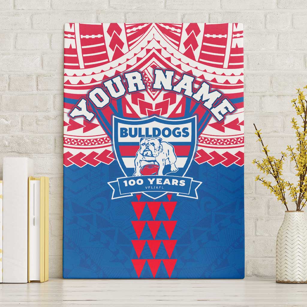 Personalized Western Bulldogs Canvas Wall Art Polynesian Tribal Pattern Heritage Football
