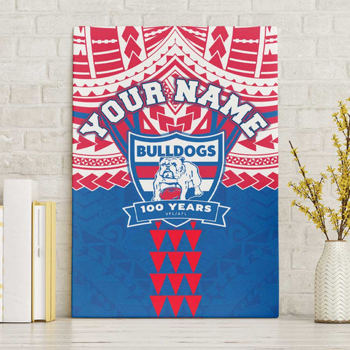 Personalized Western Bulldogs Canvas Wall Art Polynesian Tribal Pattern Heritage Football