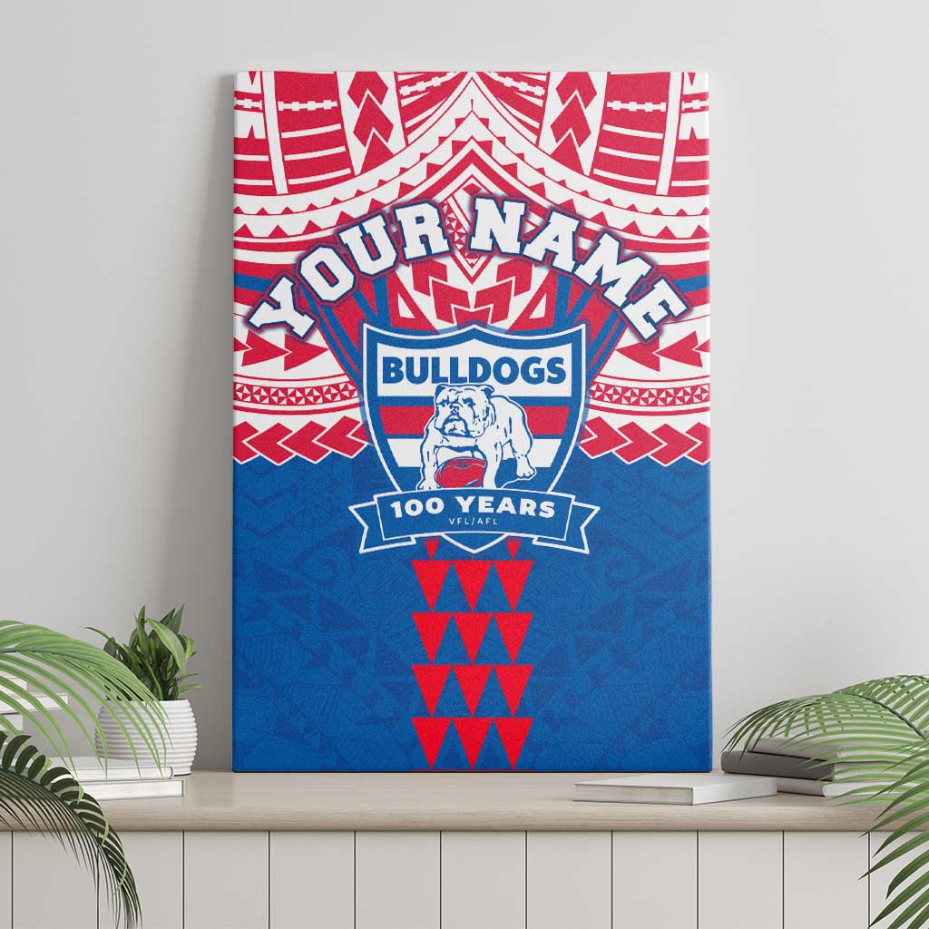 Personalized Western Bulldogs Canvas Wall Art Polynesian Tribal Pattern Heritage Football