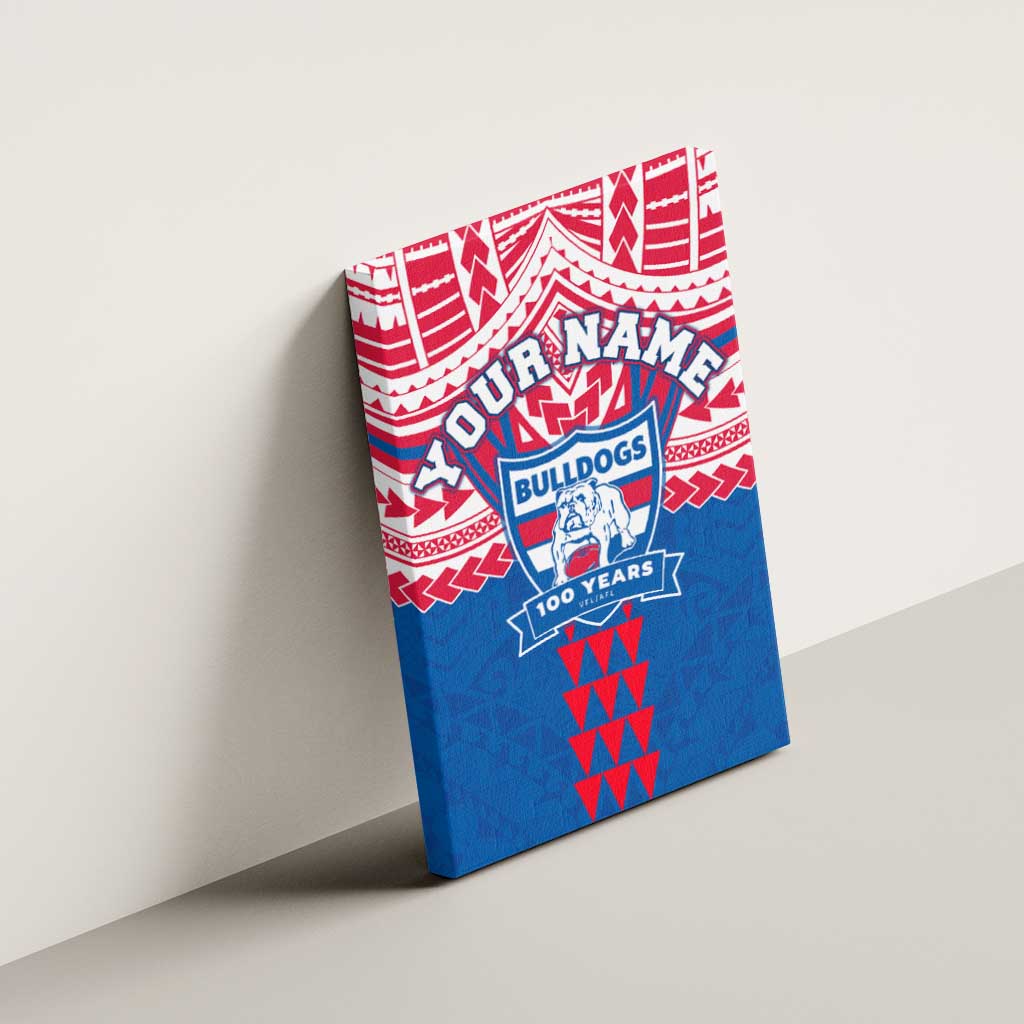 Personalized Western Bulldogs Canvas Wall Art Polynesian Tribal Pattern Heritage Football