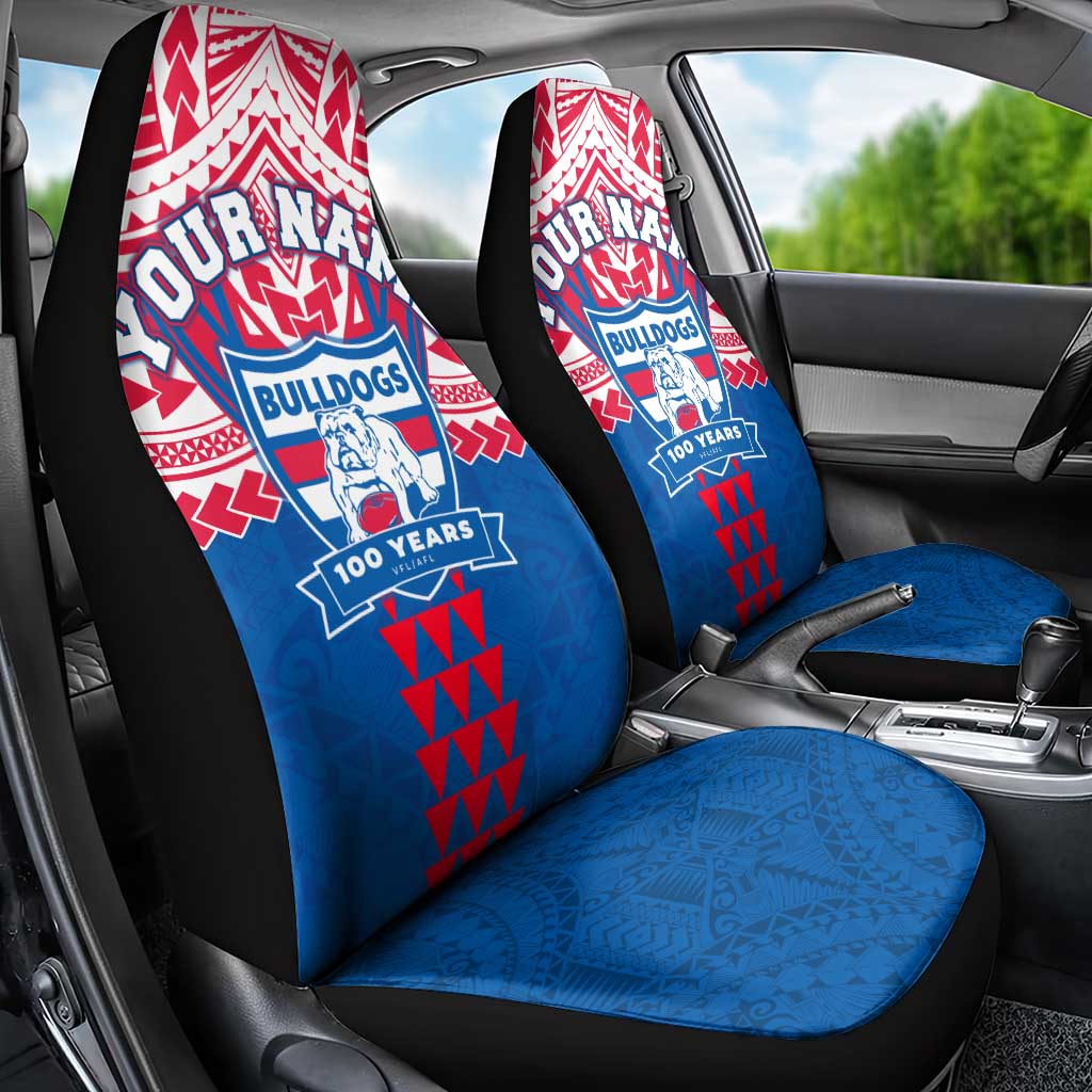 Personalized Western Bulldogs Car Seat Cover Polynesian Tribal Pattern Heritage Football
