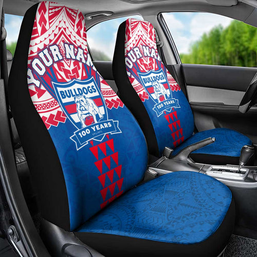 Personalized Western Bulldogs Car Seat Cover Polynesian Tribal Pattern Heritage Football