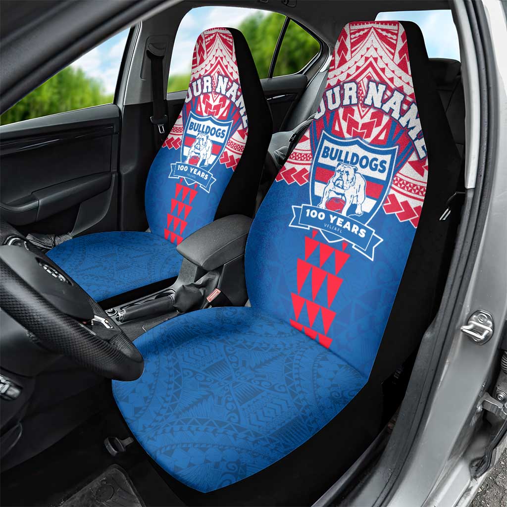 Personalized Western Bulldogs Car Seat Cover Polynesian Tribal Pattern Heritage Football