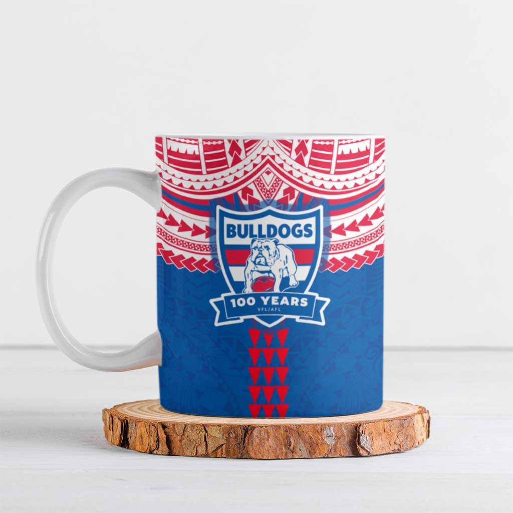 Personalized Western Bulldogs Ceramic Mug Polynesian Tribal Pattern Heritage Football