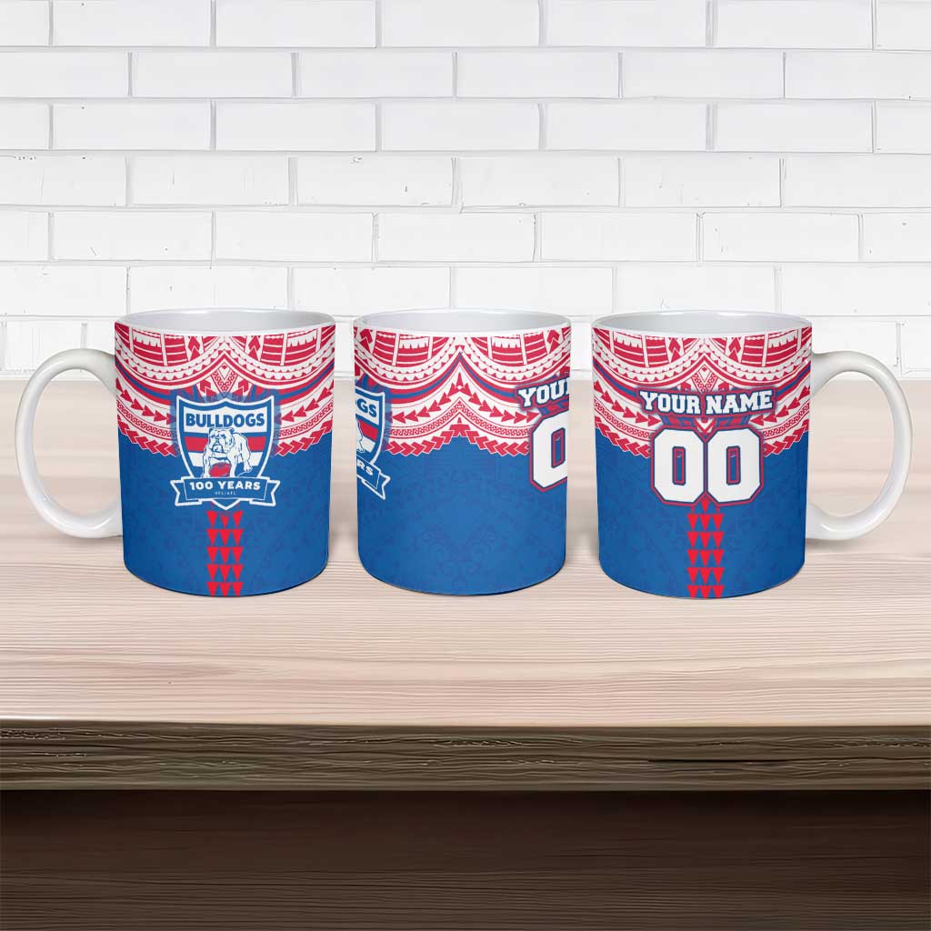 Personalized Western Bulldogs Ceramic Mug Polynesian Tribal Pattern Heritage Football