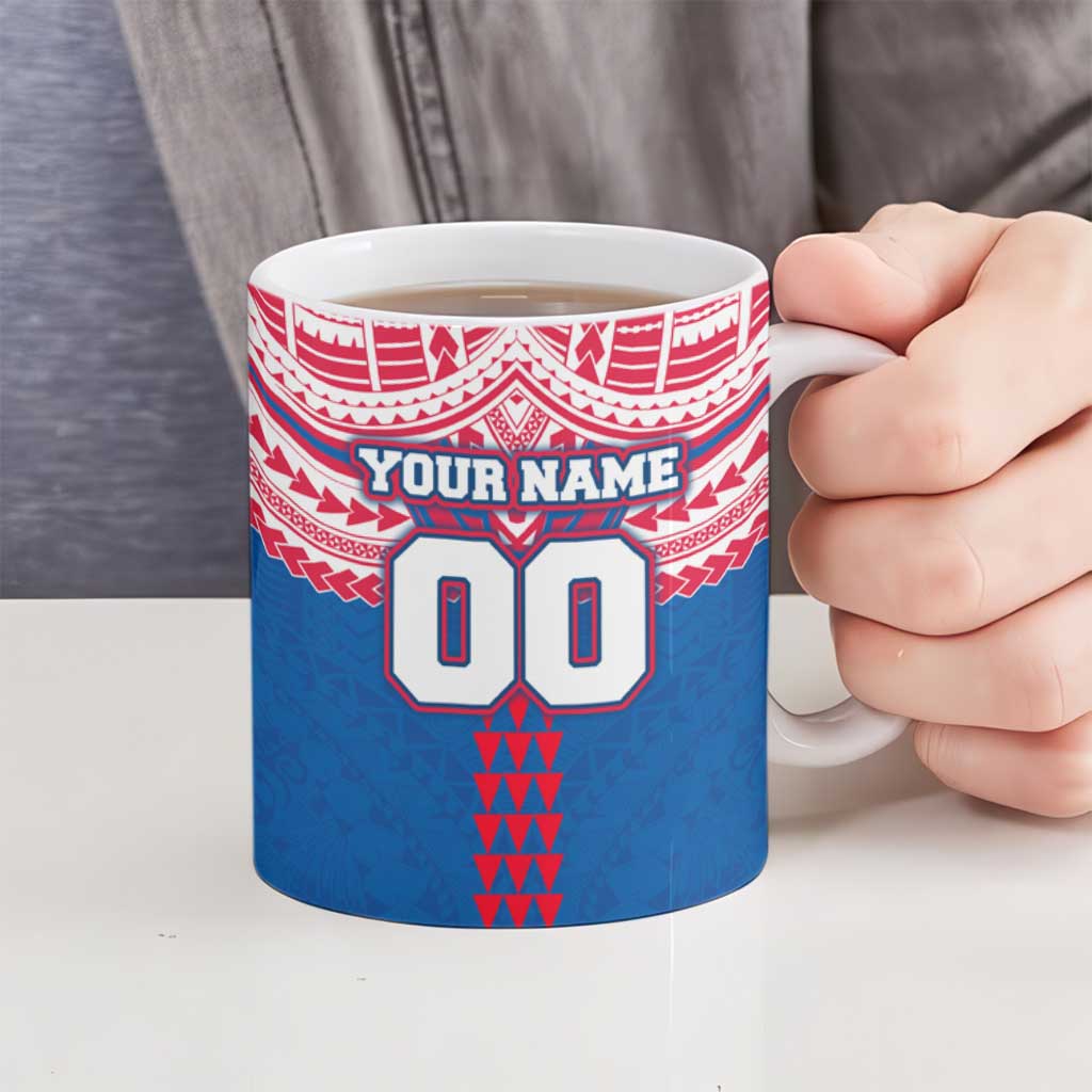 Personalized Western Bulldogs Ceramic Mug Polynesian Tribal Pattern Heritage Football