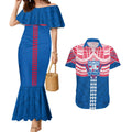 Personalized Western Bulldogs Couples Matching Mermaid Dress and Hawaiian Shirt Polynesian Tribal Pattern Heritage Football