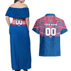 Personalized Western Bulldogs Couples Matching Off Shoulder Maxi Dress and Hawaiian Shirt Polynesian Tribal Pattern Heritage Football