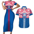 Personalized Western Bulldogs Couples Matching Short Sleeve Bodycon Dress and Hawaiian Shirt Polynesian Tribal Pattern Heritage Football
