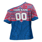Personalized Western Bulldogs Cross Shoulder Shirt Polynesian Tribal Pattern Heritage Football