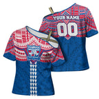 Personalized Western Bulldogs Cross Shoulder Shirt Polynesian Tribal Pattern Heritage Football