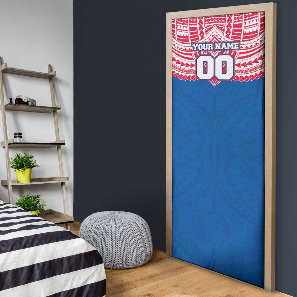 Personalized Western Bulldogs Door Cover Polynesian Tribal Pattern Heritage Football