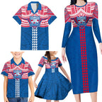 Personalized Western Bulldogs Family Matching Long Sleeve Bodycon Dress and Hawaiian Shirt Polynesian Tribal Pattern Heritage Football