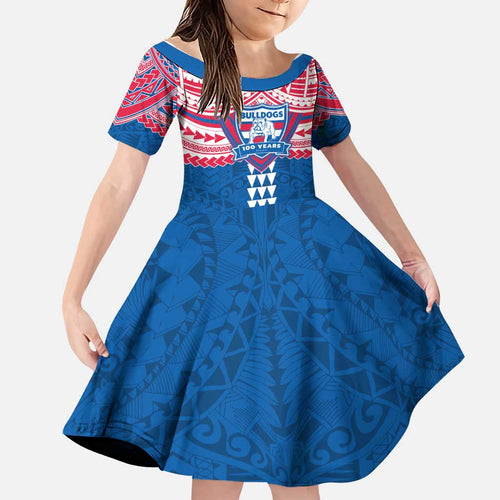 Personalized Western Bulldogs Family Matching Long Sleeve Bodycon Dress and Hawaiian Shirt Polynesian Tribal Pattern Heritage Football