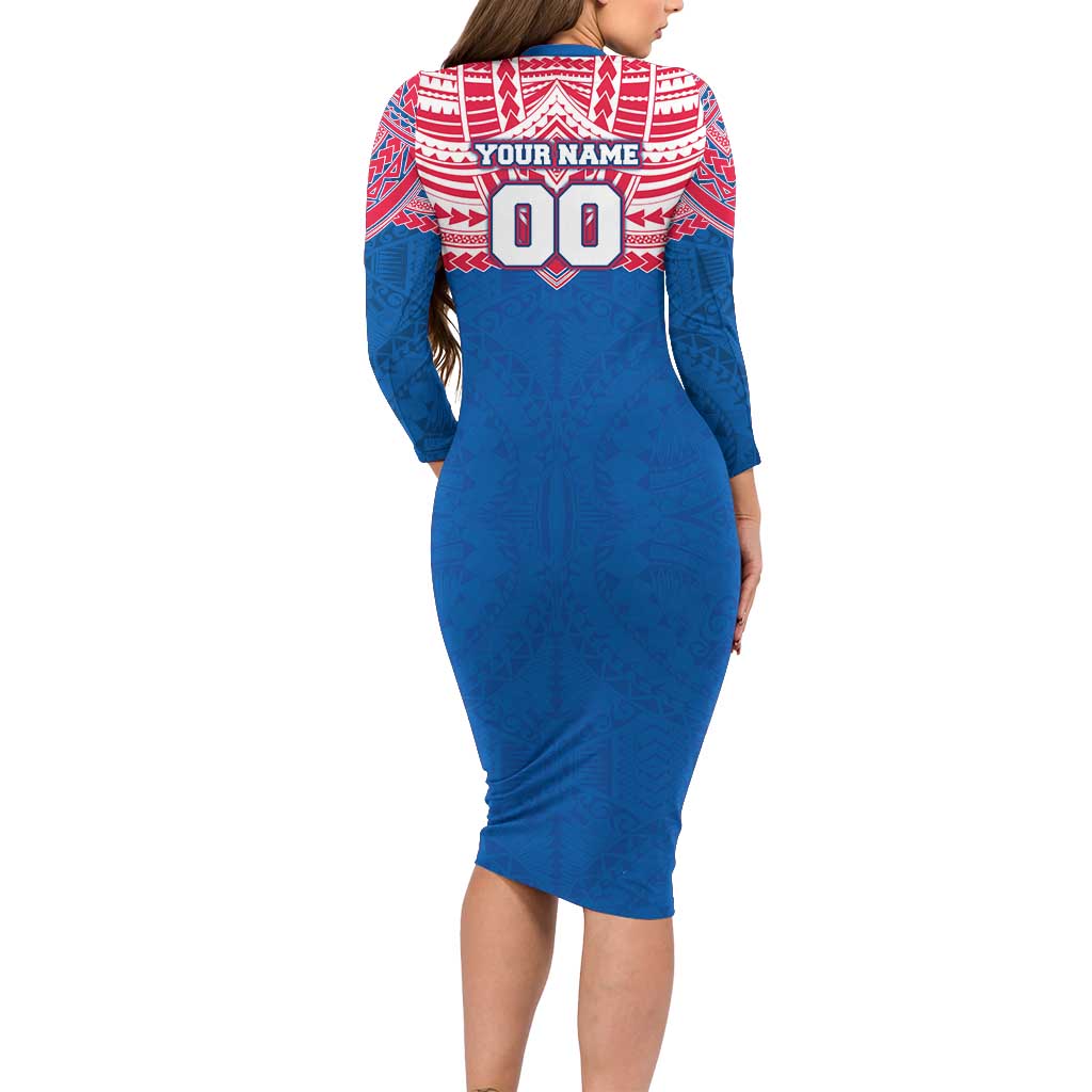 Personalized Western Bulldogs Family Matching Long Sleeve Bodycon Dress and Hawaiian Shirt Polynesian Tribal Pattern Heritage Football