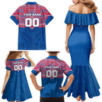 Personalized Western Bulldogs Family Matching Mermaid Dress and Hawaiian Shirt Polynesian Tribal Pattern Heritage Football