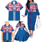 Personalized Western Bulldogs Family Matching Off The Shoulder Long Sleeve Dress and Hawaiian Shirt Polynesian Tribal Pattern Heritage Football