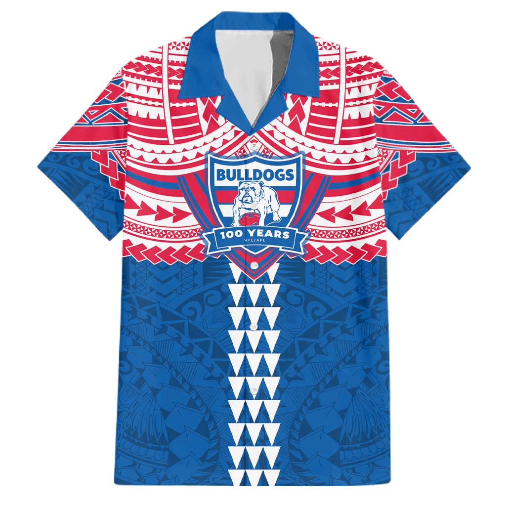 Personalized Western Bulldogs Family Matching Off The Shoulder Long Sleeve Dress and Hawaiian Shirt Polynesian Tribal Pattern Heritage Football