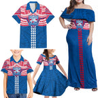 Personalized Western Bulldogs Family Matching Off Shoulder Maxi Dress and Hawaiian Shirt Polynesian Tribal Pattern Heritage Football
