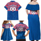 Personalized Western Bulldogs Family Matching Off Shoulder Maxi Dress and Hawaiian Shirt Polynesian Tribal Pattern Heritage Football