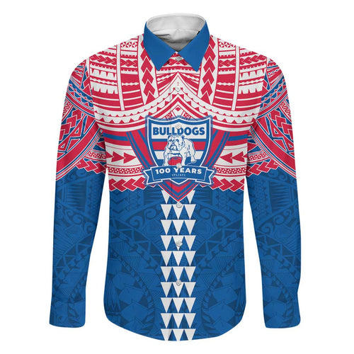 Personalized Western Bulldogs Family Matching Off Shoulder Maxi Dress and Hawaiian Shirt Polynesian Tribal Pattern Heritage Football