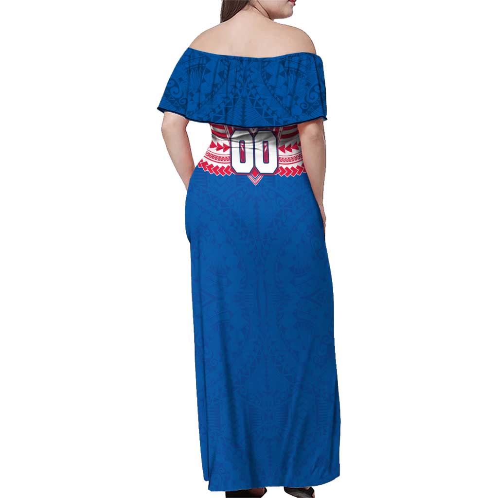 Personalized Western Bulldogs Family Matching Off Shoulder Maxi Dress and Hawaiian Shirt Polynesian Tribal Pattern Heritage Football