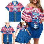 Personalized Western Bulldogs Family Matching Off Shoulder Short Dress and Hawaiian Shirt Polynesian Tribal Pattern Heritage Football