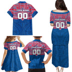 Personalized Western Bulldogs Family Matching Puletasi and Hawaiian Shirt Polynesian Tribal Pattern Heritage Football