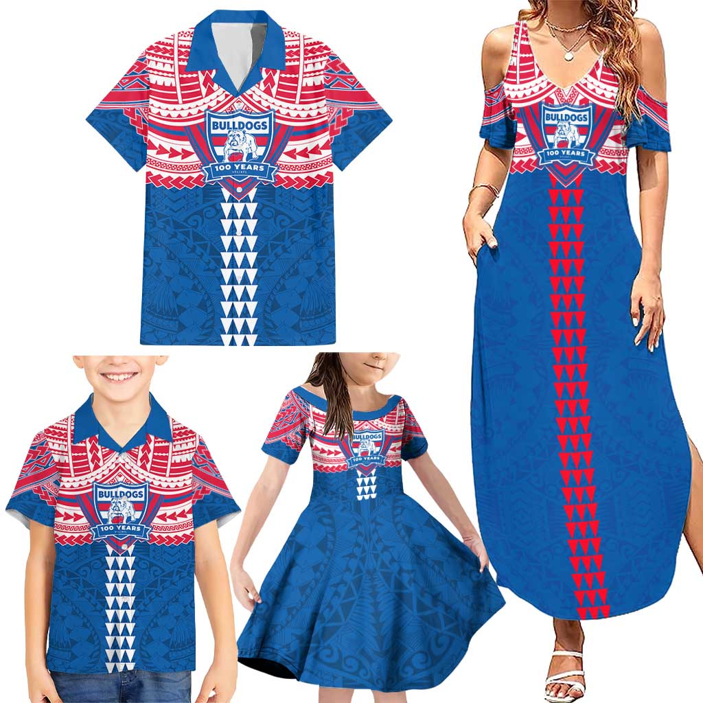 Personalized Western Bulldogs Family Matching Summer Maxi Dress and Hawaiian Shirt Polynesian Tribal Pattern Heritage Football