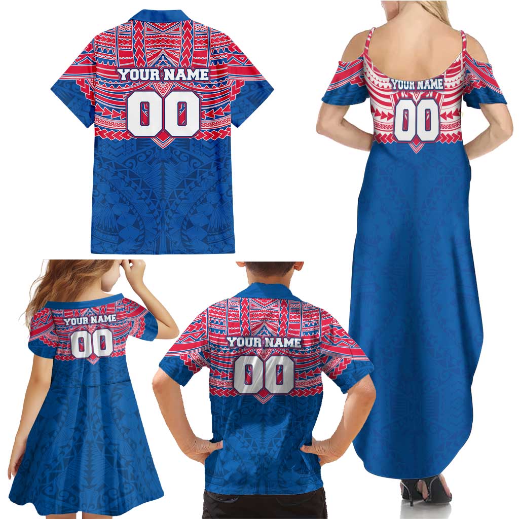 Personalized Western Bulldogs Family Matching Summer Maxi Dress and Hawaiian Shirt Polynesian Tribal Pattern Heritage Football