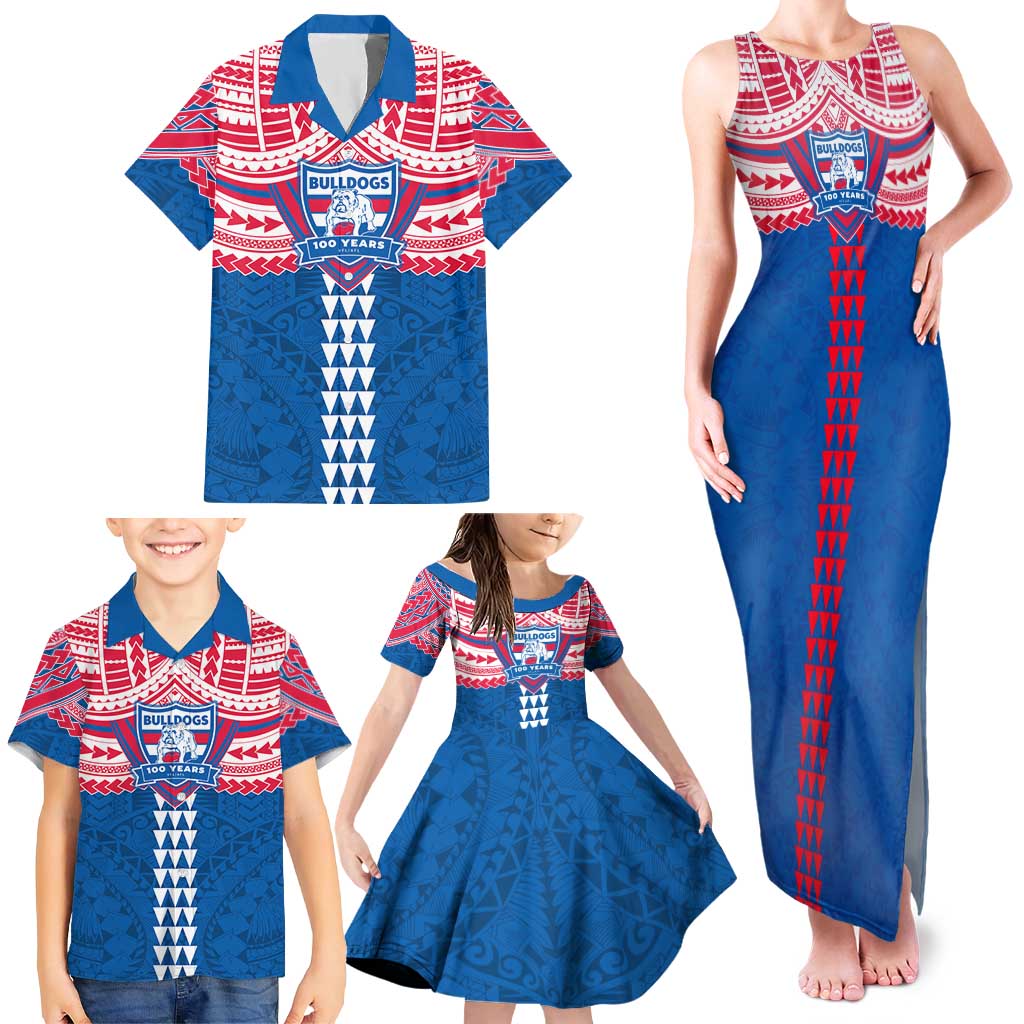 Personalized Western Bulldogs Family Matching Tank Maxi Dress and Hawaiian Shirt Polynesian Tribal Pattern Heritage Football