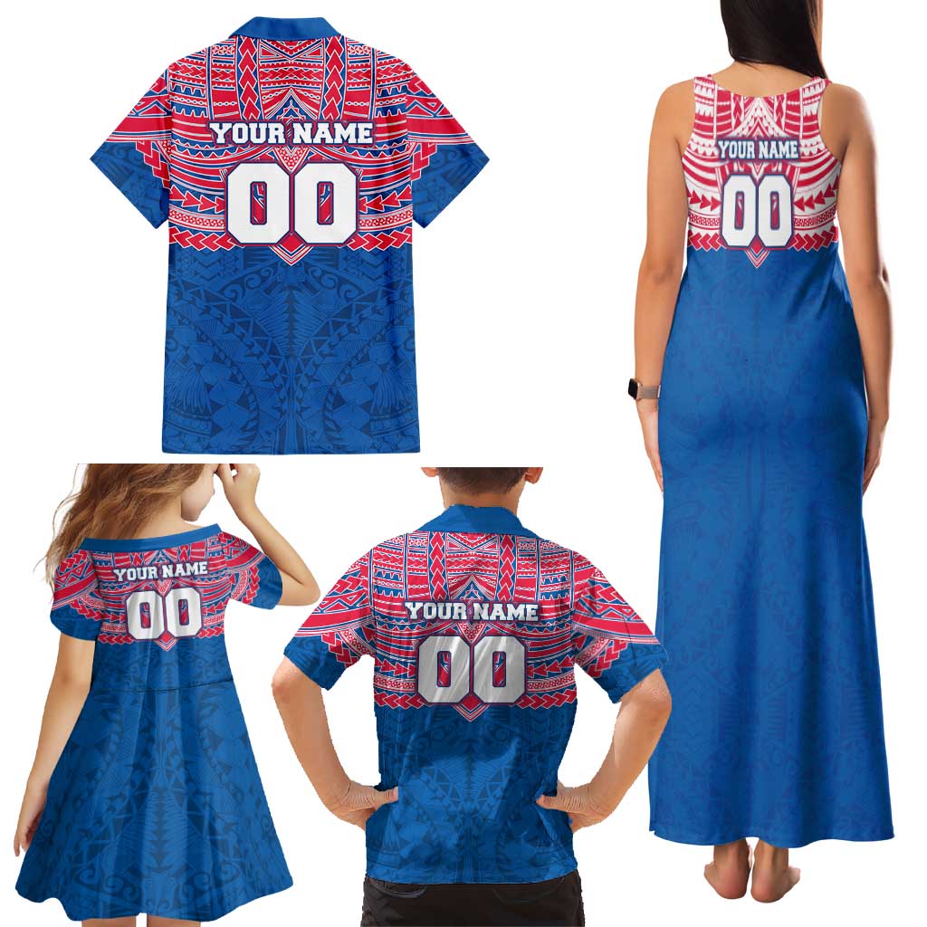 Personalized Western Bulldogs Family Matching Tank Maxi Dress and Hawaiian Shirt Polynesian Tribal Pattern Heritage Football