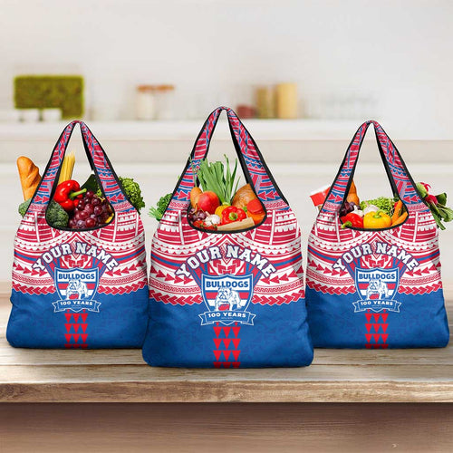 Personalized Western Bulldogs Grocery Bag Polynesian Tribal Pattern Heritage Football