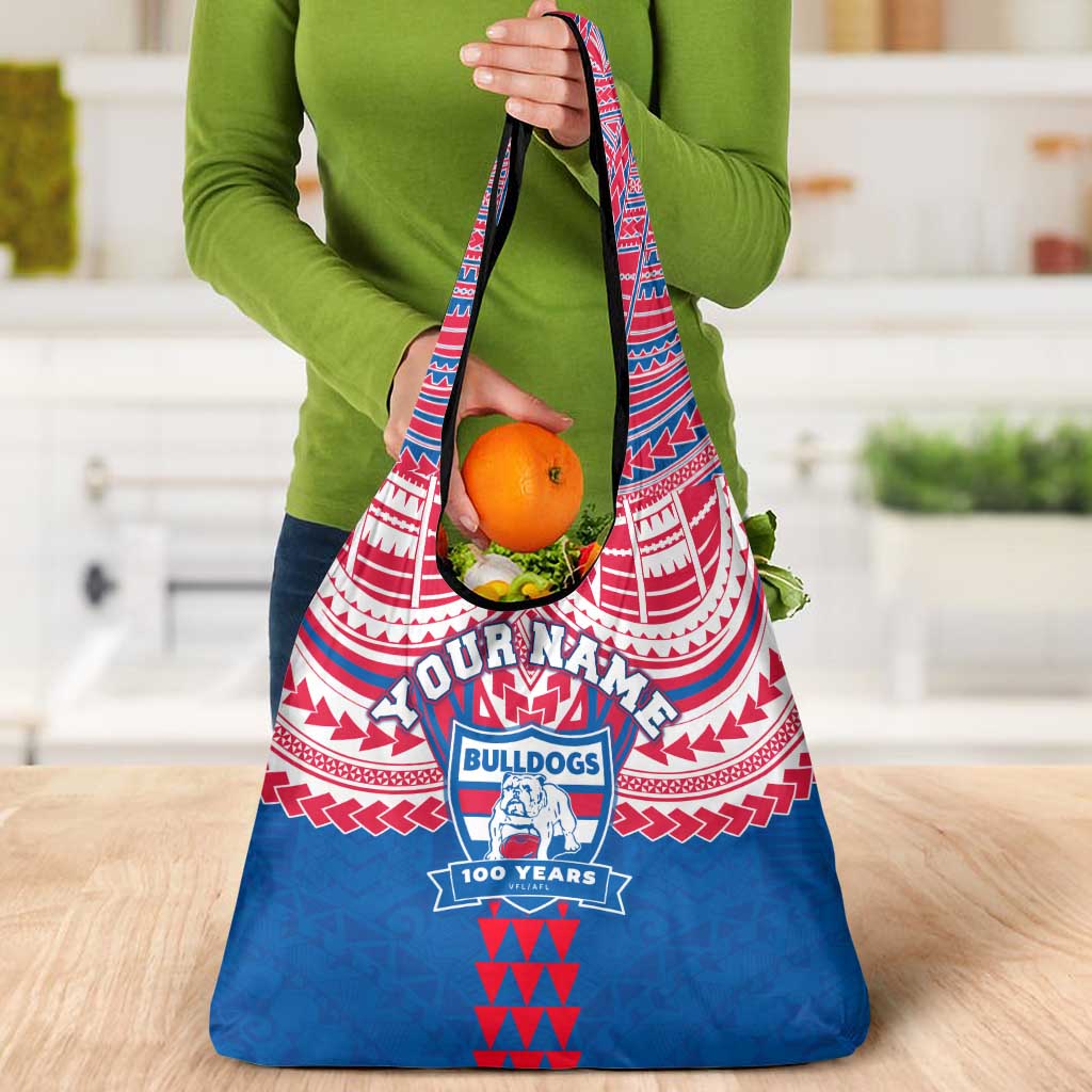 Personalized Western Bulldogs Grocery Bag Polynesian Tribal Pattern Heritage Football