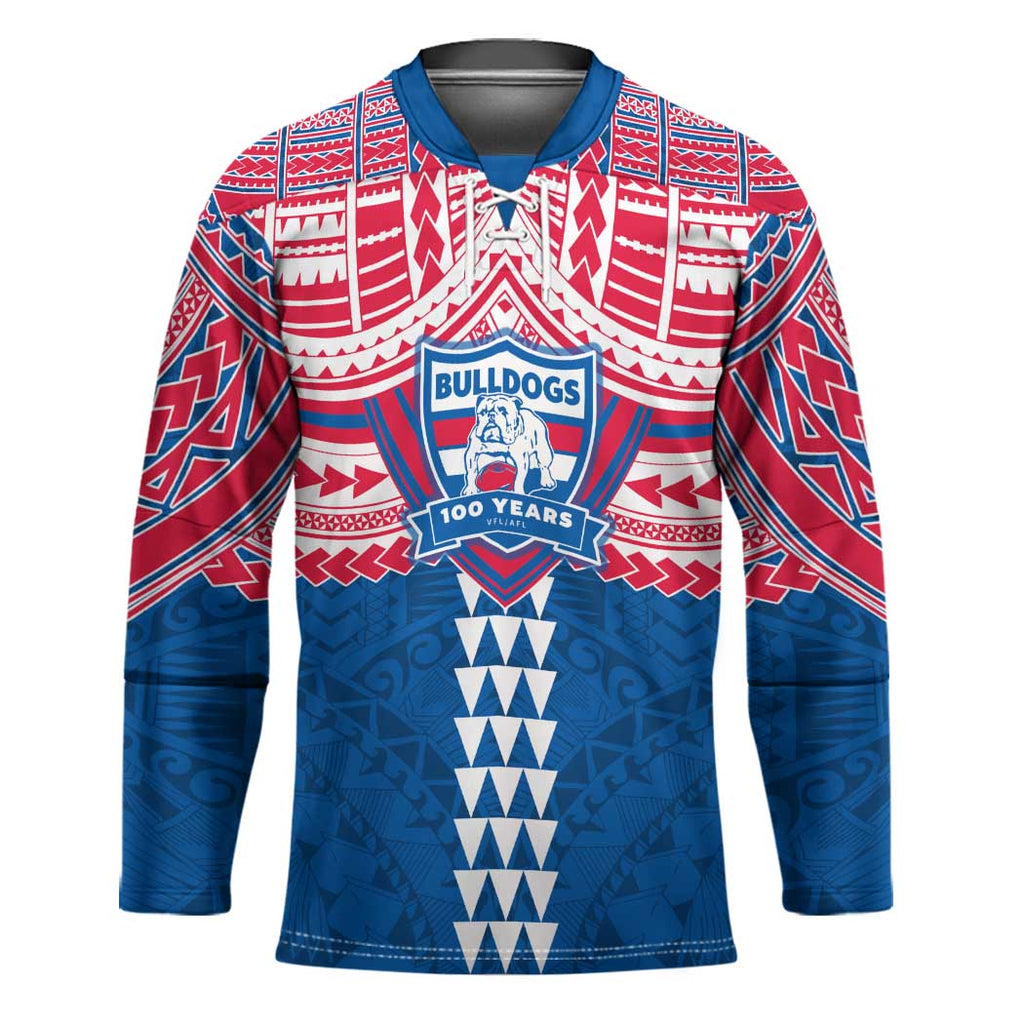 Personalized Western Bulldogs Hockey Jersey Polynesian Tribal Pattern Heritage Football